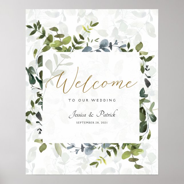 Affiches de bienvenue Mariages Eucalyptus (Devant)