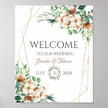 Affiches de bienvenue mariages Eucalyptus & Coton