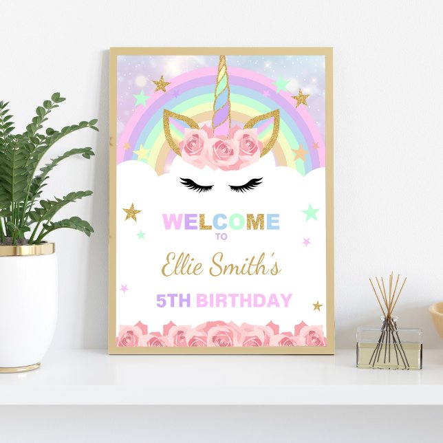 Affiches de bienvenue Unicorne arc-en-ciel (Rainbow Unicorn Welcome Signs)
