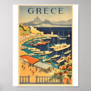 Affiches de les années 70 de voyage en Grèce vinta