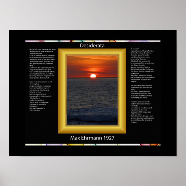 Affiches de réglage du soleil DESIDERATA (Devant)