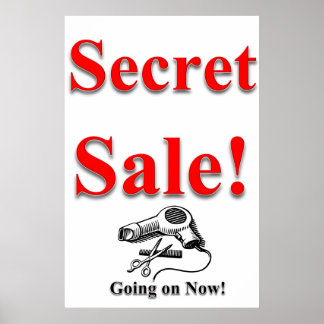 Affiches de salon de coiffure Secret Sale Blanc No