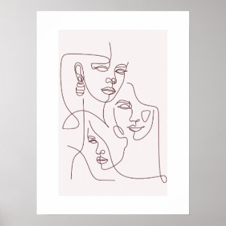Affiches de visages d'art en ligne minimaliste | W