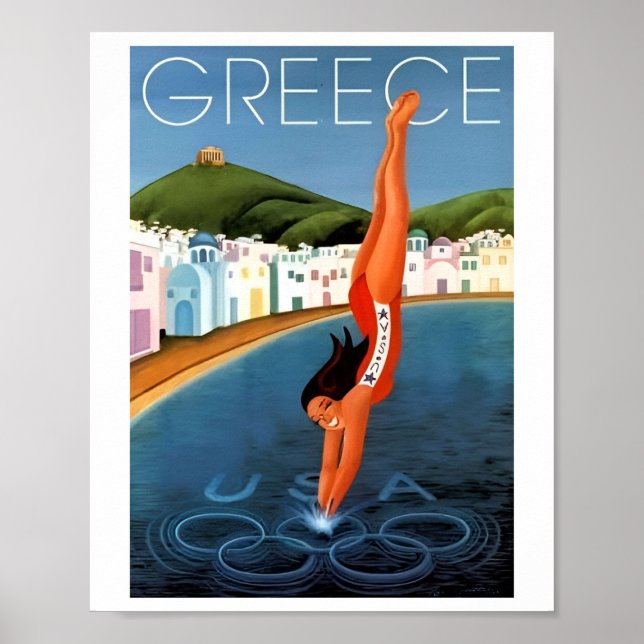 Affiches de voyage en Grèce vintage (Devant)
