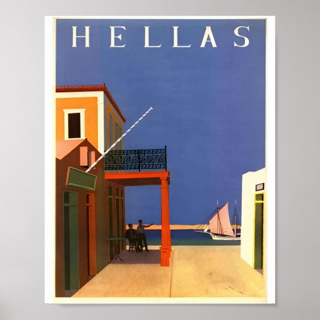 Affiches graphiques de voyage en Grèce vintage (Devant)