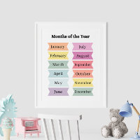 Affiches pédagogiques des mois colorés de l'année