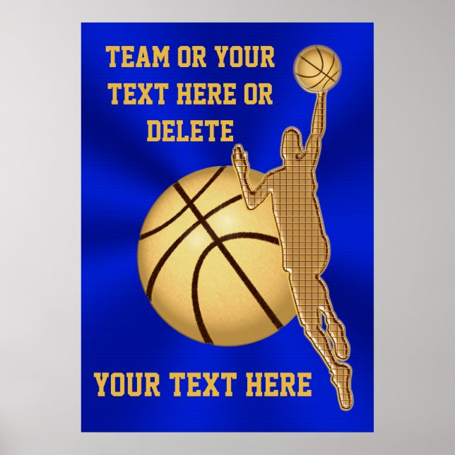 Affiches personnalisées de basket-ball Bleu et or (Devant)