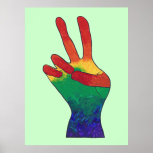 Affiches personnalisées signe de la main de la pai
