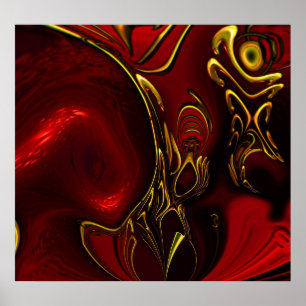 Affiches ZIZZAGO Art Abstrait Rouge Noir Or 5
