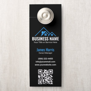 Affichette De Porte Agent Immobilier Logo Maison Bleue