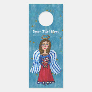 Affichette De Porte American Patriotic Angel USA Drapeau Gold Stars Bl