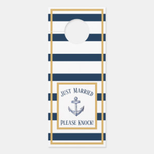 Affichette De Porte Ancre Nautique La Marine Stripes Juste Marié