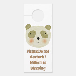Affichette De Porte Aquarelle personnalisée mignon ours animal vert ch