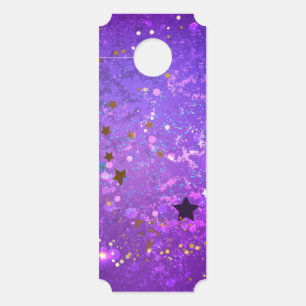 Affichette De Porte Arrière - plan de feuille violet avec étoiles