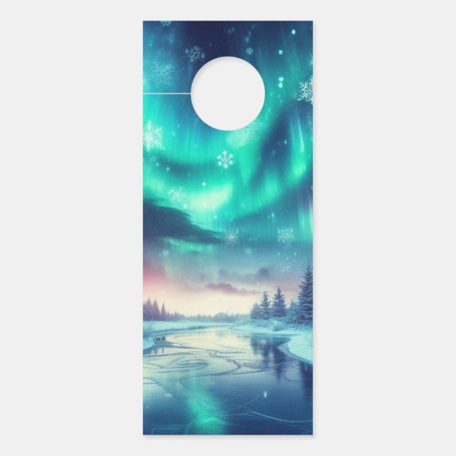 Affichette De Porte aurora borealis/Noël/hiver (Devant)