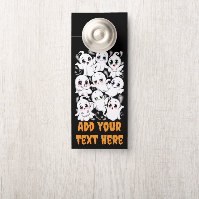 Affichette De Porte Baby Ghosts Éffrayant mignon Halloween humeur (Sur le bouton)