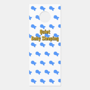Affichette De Porte Bébé Poisson Bleu Endormi