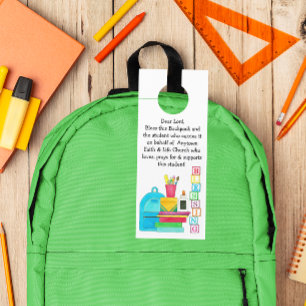 Affichette De Porte Bénédiction des sacs à dos mignons fournitures sco