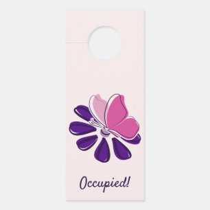 Affichette De Porte Beurre rose Purple Bloom Salle de bain