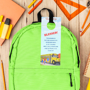 Affichette De Porte Blessing of the Backpacks School Bus Church Balise