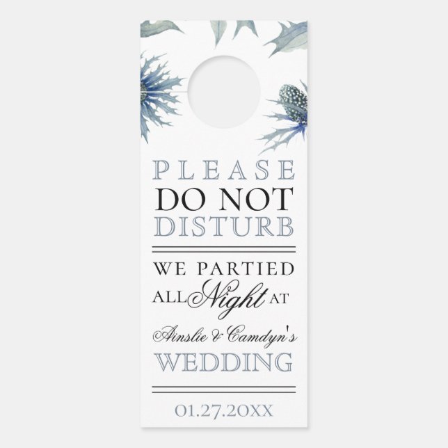 Affichette De Porte Bleu chardon Botanique (Devant)