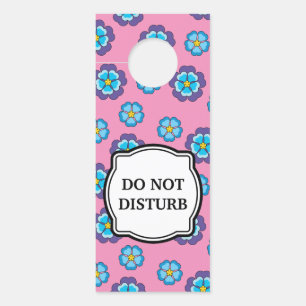 Affichette De Porte Bleu Violet rose motif floral