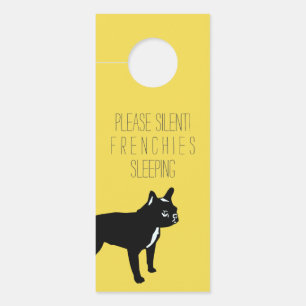 Affichette De Porte Bouledogue Français Noir / impression simple face