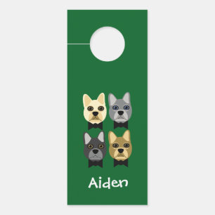 Affichette De Porte Bouledogues Français Vert