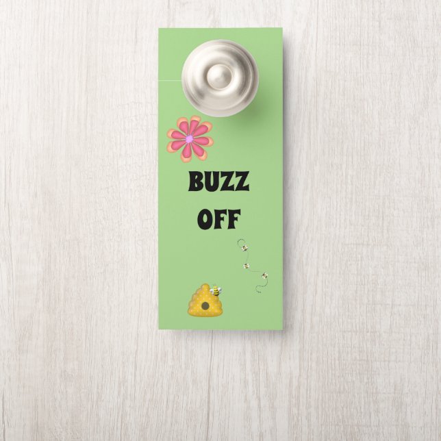Affichette De Porte BUZZ OFF Venir En Bumblebee Personnalisé Thème (Sur le bouton)
