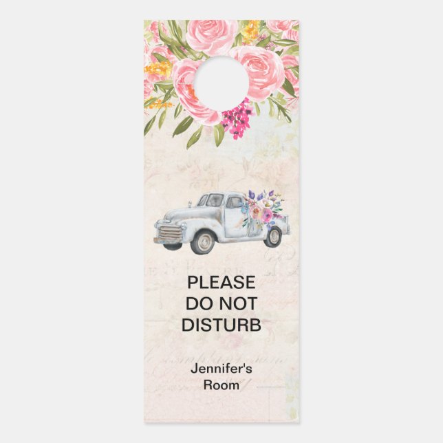 Affichette De Porte Camion de ramassage vintage ne dérange pas (Devant)
