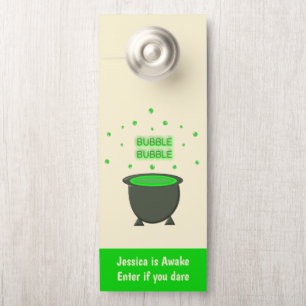 Affichette De Porte Cauldron et Bubbling Green Brew Halloween personna