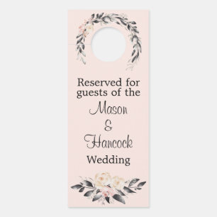 Affichette De Porte Chambre d'hôtel Mariage Blush et Grey Réservée