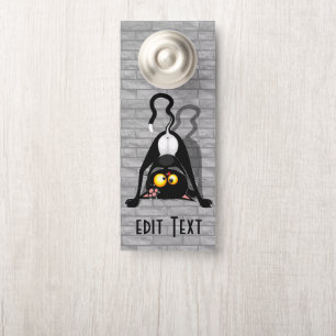 Affichette De Porte Chat à l'envers Personnage de Dessin Animé Drôle