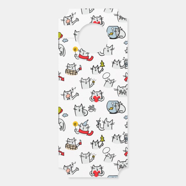 Affichette De Porte Chats amusants, lait et magie. (Devant)
