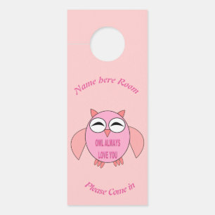Affichette De Porte Chouette de message d'amour mignonne personnalisée