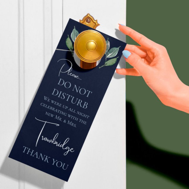 Affichette De Porte Classic Marine & Aquarelle Verdure Nuit Mariage (Créateur téléchargé)