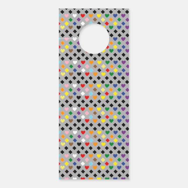 Affichette De Porte Coeurs arc-en-ciel (Devant)