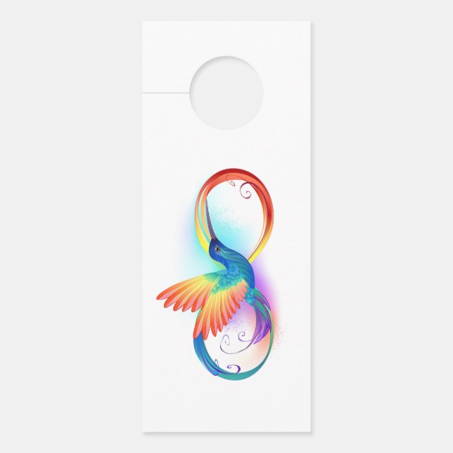 Affichette De Porte Colibri arc-en-ciel avec symbole Infinity (Devant)