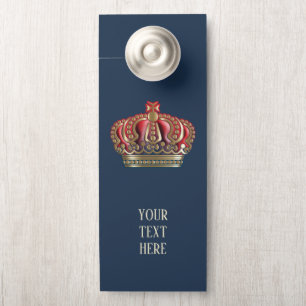 Affichette De Porte Couronne Royale - Or Bleu Rouge