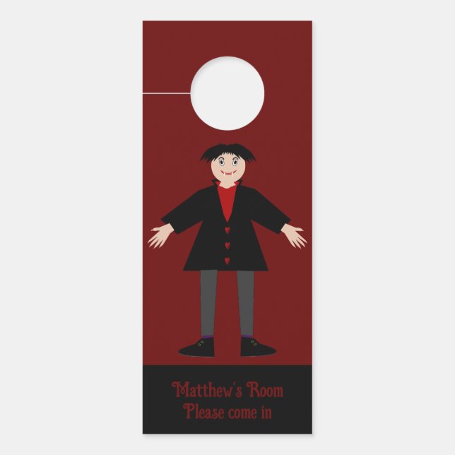 Affichette De Porte Cute Halloween Vampire Nom personnalisé Double fac (Devant)