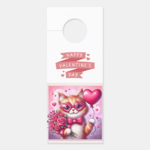 Affichette De Porte Cute Valentine's day cat/chaton