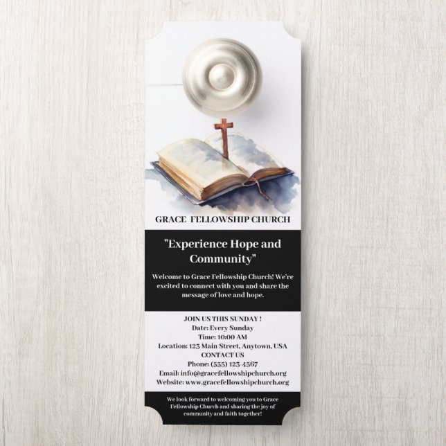 Affichette de porte de l'église moderne (Sur le bouton)