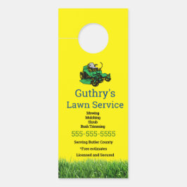 Affichette de porte de service de pelouse jaune