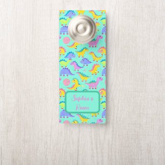 Affichette De Porte Dino-Riffic Dinosaur Bébés Mint Green Girl Custom