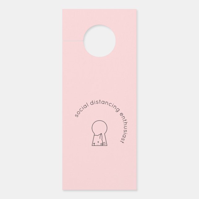 Affichette De Porte Distances sociales Introduction Cat Humour minimal (Devant)