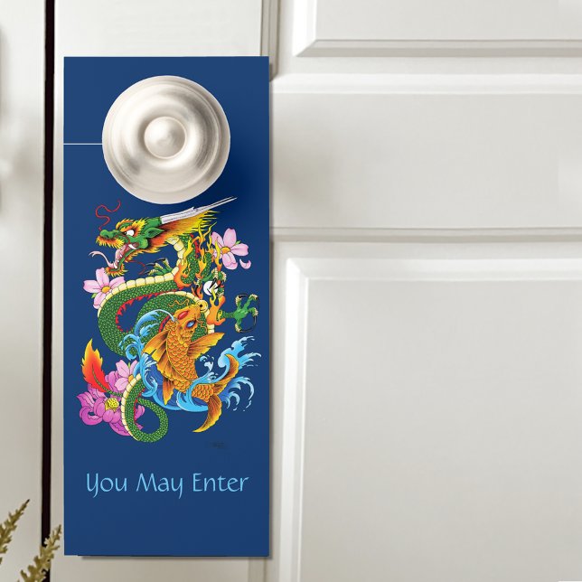 Affichette De Porte Dragon chinois vert Koi (Créateur téléchargé)