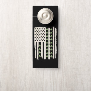 Affichette De Porte Drapeau américain avec trèfles pour la Saint-Patri
