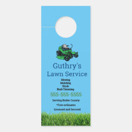 Affichette de porte du service de pelouse bleue