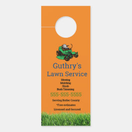 Affichette de porte du service de pelouse orange
