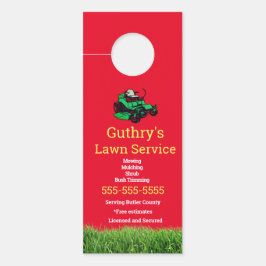 Affichette de porte du service de pelouse rouge
